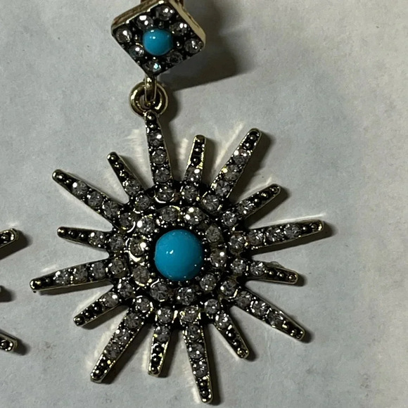 Adornia Blue/Silver Starburst Crystal Earrings‎ - Picture 7 of 12